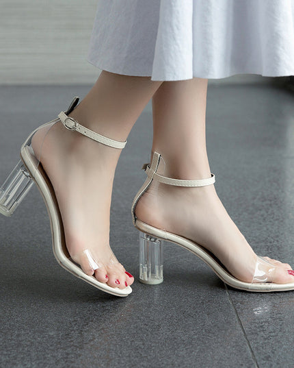 Korean Style Transparent Crystal High Heel Sandals