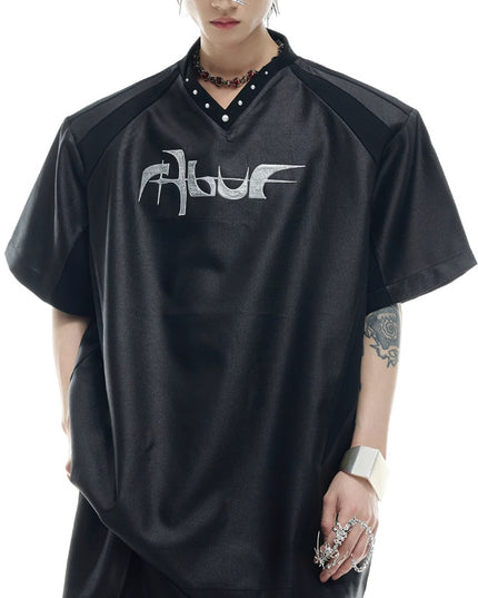 Niche Streamer Texture Deconstruction Split Stitching Short Sleeve