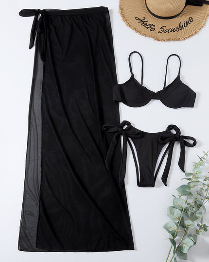 Three Piece Mesh Skirt Bikini