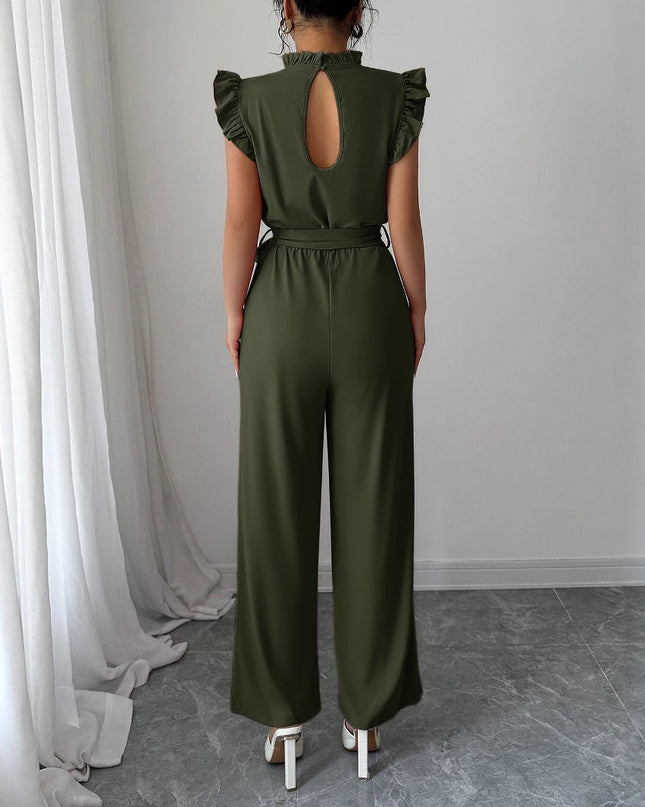Simple Fashion Ruffled Short Sleeves Corset Jumpsuit For Women