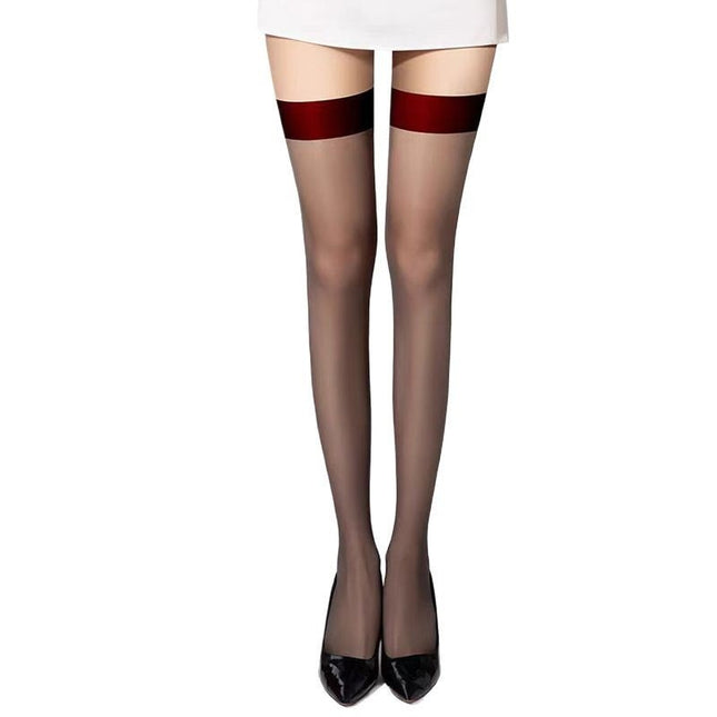 Thigh Stockings Women's Red Edge Black Edge Stockings Thin Black Silk