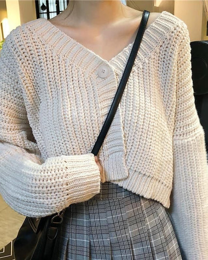 College Style Girls' Tops Loose Outer Wear Short Knitted Cardigan Sweater