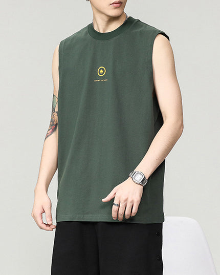 Printed Sports Vest Men's Loose Pure Cotton Basketball Waistcoat