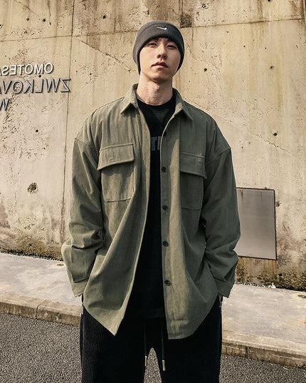 American Retro Corduroy Shirt Men's Loose