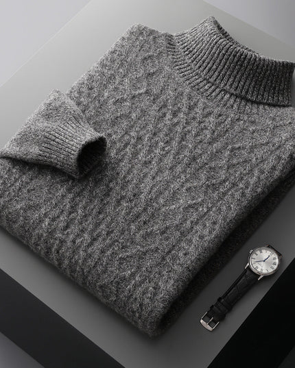Heavy Industry Thick Cashmere Sweater Men's High Lapel Pullover