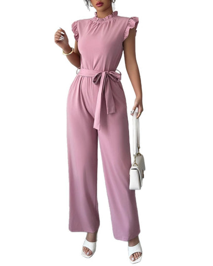 Simple Fashion Ruffled Short Sleeves Corset Jumpsuit For Women