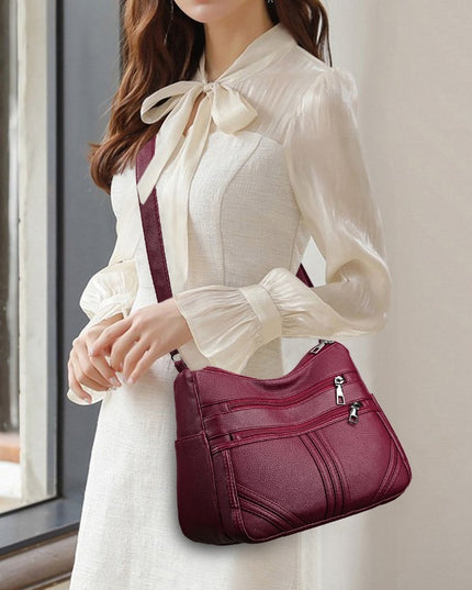New Soft Leather Textured Crossbody Bag For Middle-aged People Women