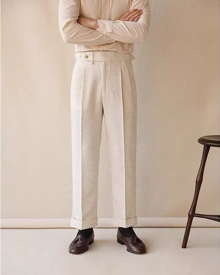 Casual Straight-leg Loose Elastic Waist Suit Pants