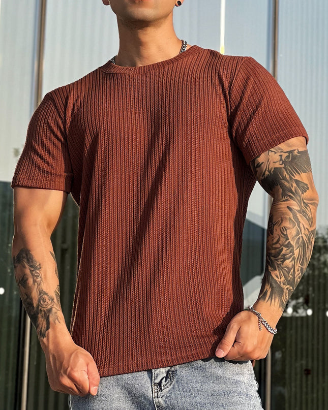 Men's Muscle Twisted Woven Slim Breathable Stretch T-shirt