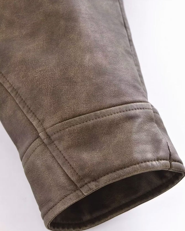 Women's Washable Gradient Leather Jacket