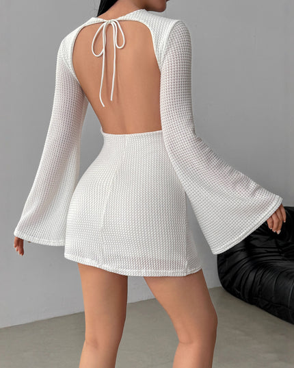 Autumn And Winter Solid Color Tight Waist High-grade Long Sleeve Dress