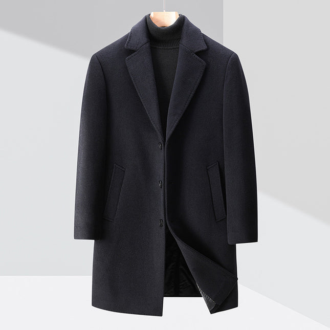 Men's Business Casual Woolen Trench Coat