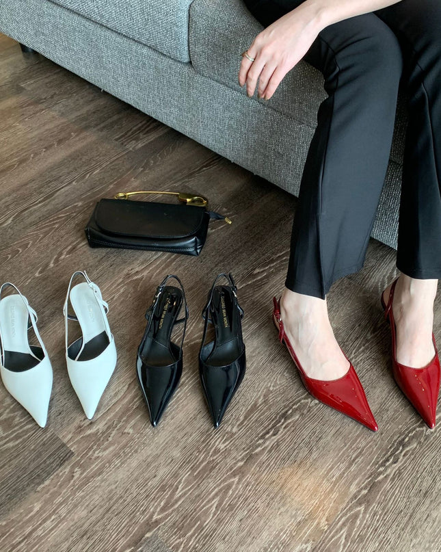 Closed Toe Sandals Women's Stiletto Heel Pointed Toe Low-cut Shoes