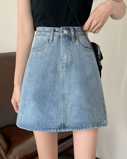 High Waisted Slimming A-line Skirt Versatile Denim Skirt For Women