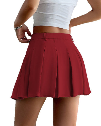Y2g Hot Girl Style Girdle Solid Color Pleated Skirt Women