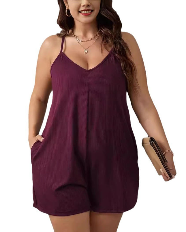 V-neck Sexy Plus Size Women's Suspender Jumpsuit
