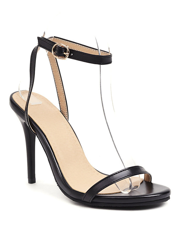 Sexy Stiletto Heel Super High Buckle Hollow-out Solid Color Sandals