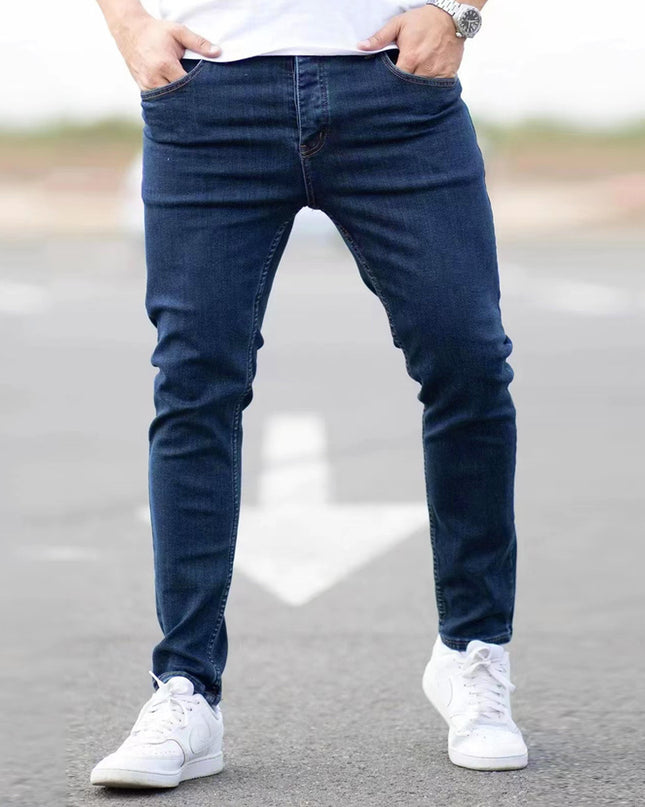 Stretch Denim Men's Pants Skinny Mid Waist