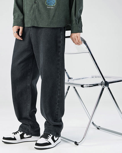 Simple Pure Color Jeans Men's Washed