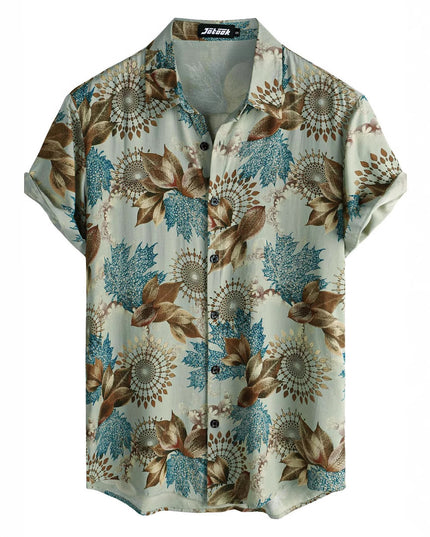 Hawaiian Printing Lapel Short Sleeve Shirt