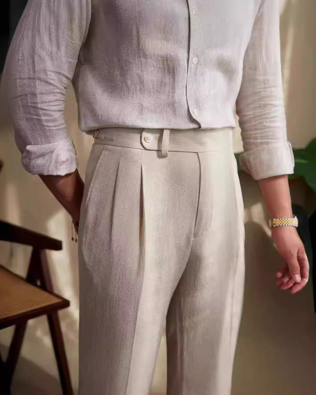 Men's High Waist Straight Casual British Retro Easy Matching Trousers