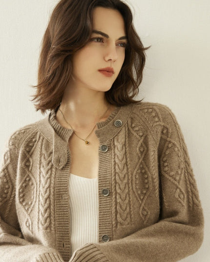 Cashmere Thick Knit Cardigan Women's Sweater