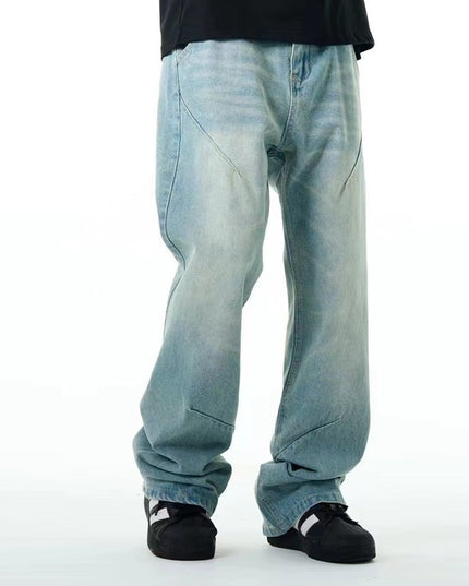 Washed Distressed Casual Jeans Straight Loose Thin Simple