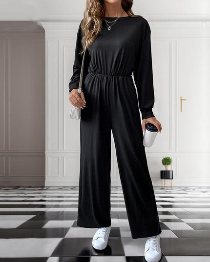 Casual Long Sleeve Solid Color Autumn Jumpsuit Women