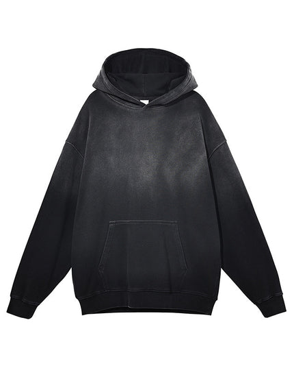 Washed Gradient Worn Hooded Sweater For Men