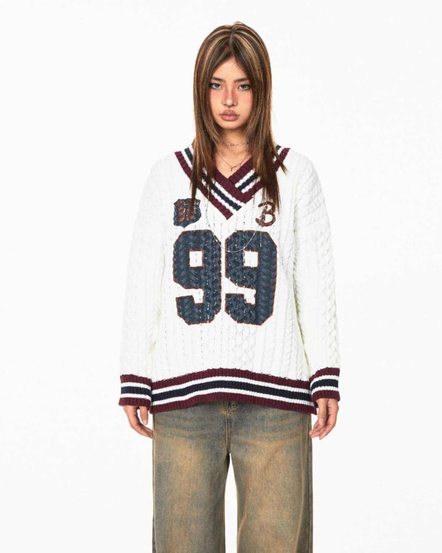 Jacquard Autumn And Winter Loose Idle Style Knitted Top