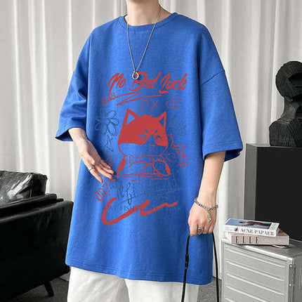 White Half Sleeve Cute Cat T-shirt Top
