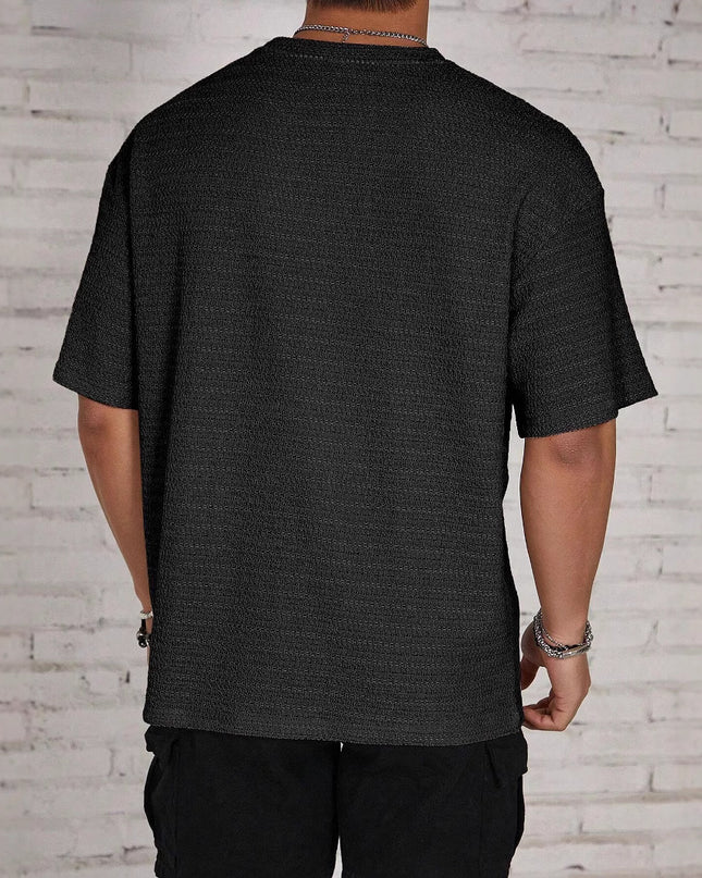 Men's Loose Hollow Solid Color Flow Round Neck T-shirt