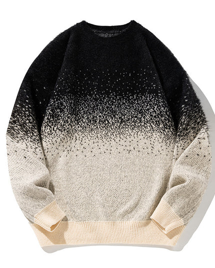 Artificial Mink Plush Gradient Design Sweater Thermal Head Cover Knitwear