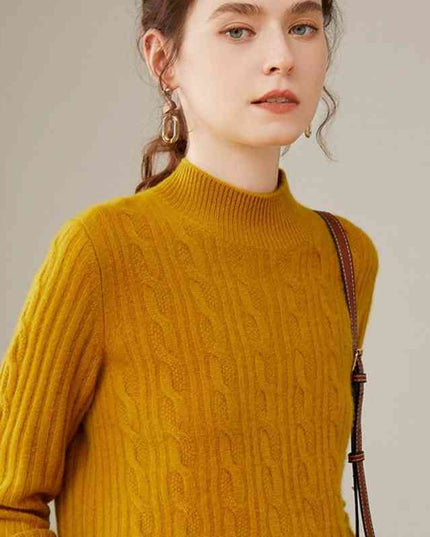 Pure Cashmere Shirt Women's Half Turtleneck Loose Thick Sweater