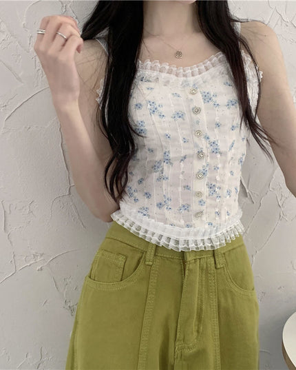 Sweet Lace Floral Small Sling Beauty Back Vest