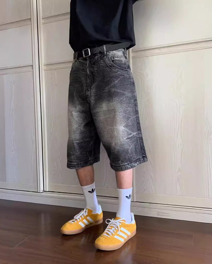 Loose Casual Straight-leg Washed Do The Old Cowboy Shorts Men