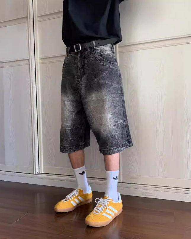 Loose Casual Straight-leg Washed Do The Old Cowboy Shorts Men