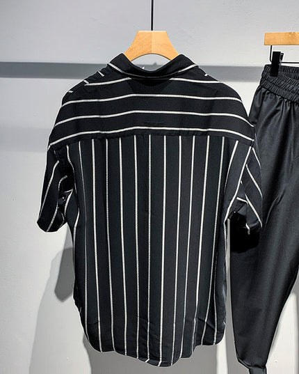 Men's Loose Comfortable Striped Short-sleeved Shirt