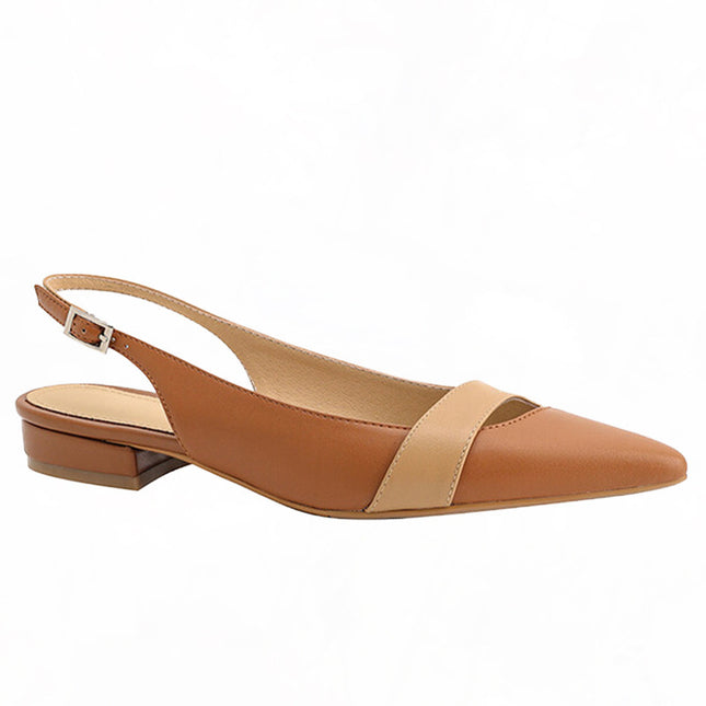 Closed Toe French Style Temperament Pumps Retro Color Matching Pointed Toe Flat Shoes Back Empty Summer Women's Fashion Sandals With Skirt