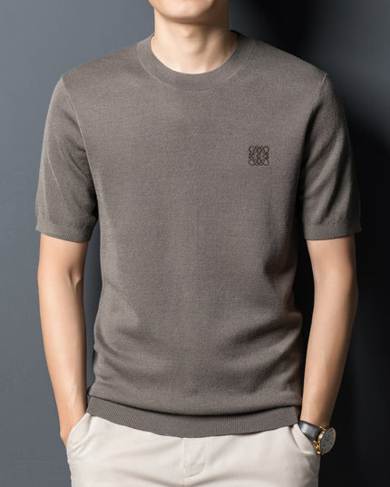 Cardigan Short Sleeve T-shirt Crew Neck Men's Sweater