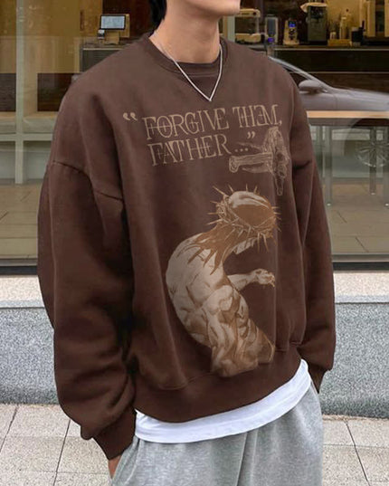 Men's Polyester Printed T-shirt Sweatshirt