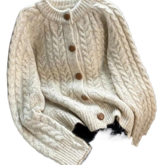 Retro Sweet Art Thickened Sweater Coat Loose Korean Style