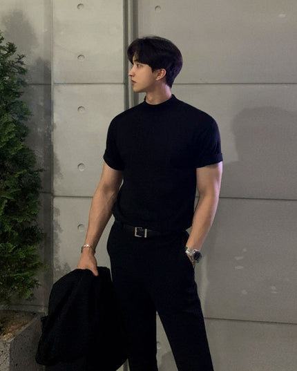 Half Turtleneck Knitted T-shirt