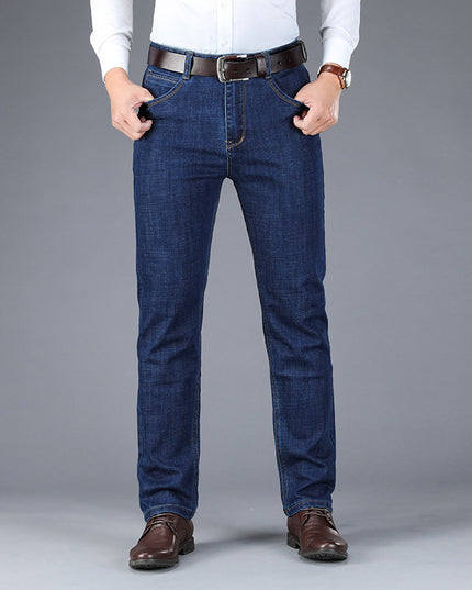 Autumn And Winter Thick Business Straight-leg Men's Jeans