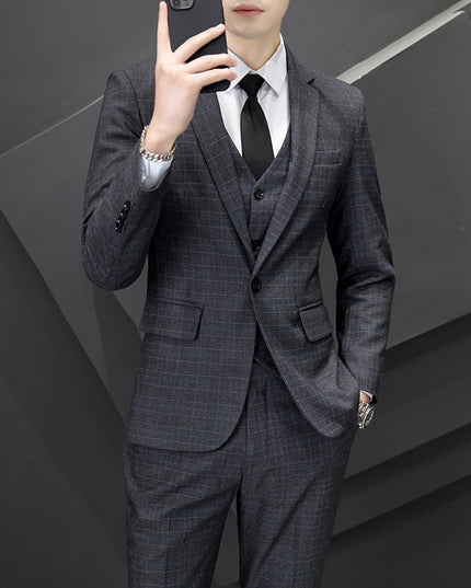 Men's Korean-style Slim Fit Youth Leisure Suit Three-piece Suit