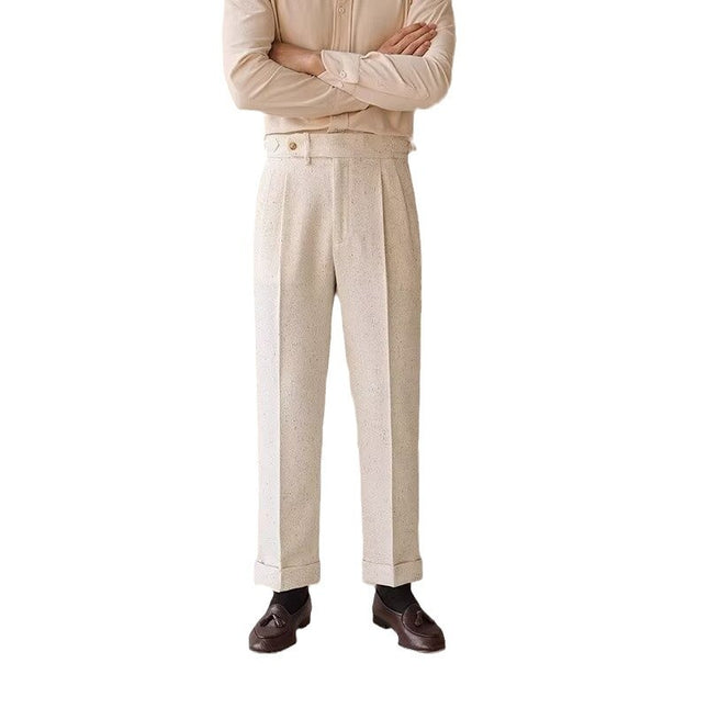 Casual Straight-leg Loose Elastic Waist Suit Pants