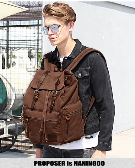 Men's And Women's Canvas Backpack 15.6 Inches Large Capacity