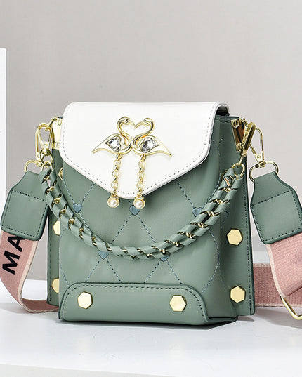 New Stylish Good Texture Shoulder Bag All-matching Western Style Pearl Chain Small Bag