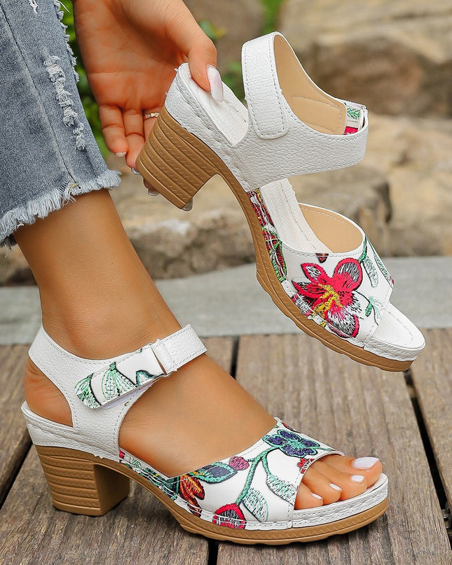 High Heel Sandals Velcro Buckle Casual Sandals For Women