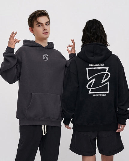 Brushed Hoody Fashion Brand American Retro Casual Letters
